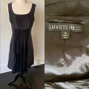 Lafayette 148 Black Silk Crinkle Dress
